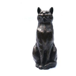 Life size cat sculpture in copper