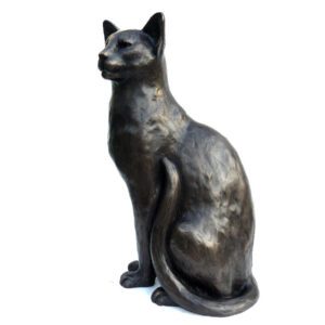 Life size siamese cat in bronze